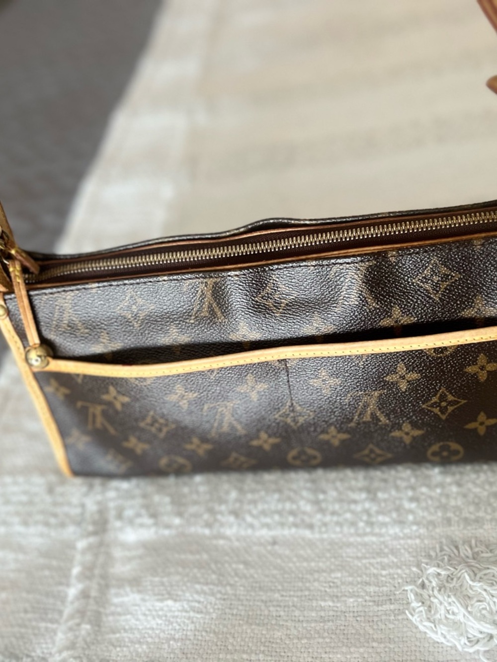 Louis Vuitton POPINCOURT  Monogram Shoulder Bag in Brown and Tan